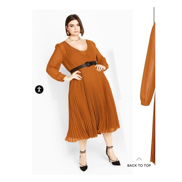 NWT City Chic 'Precious Pleat Dress' in Caramel V Neck Pullover Plus Size 14/16 - Picture 12 of 12